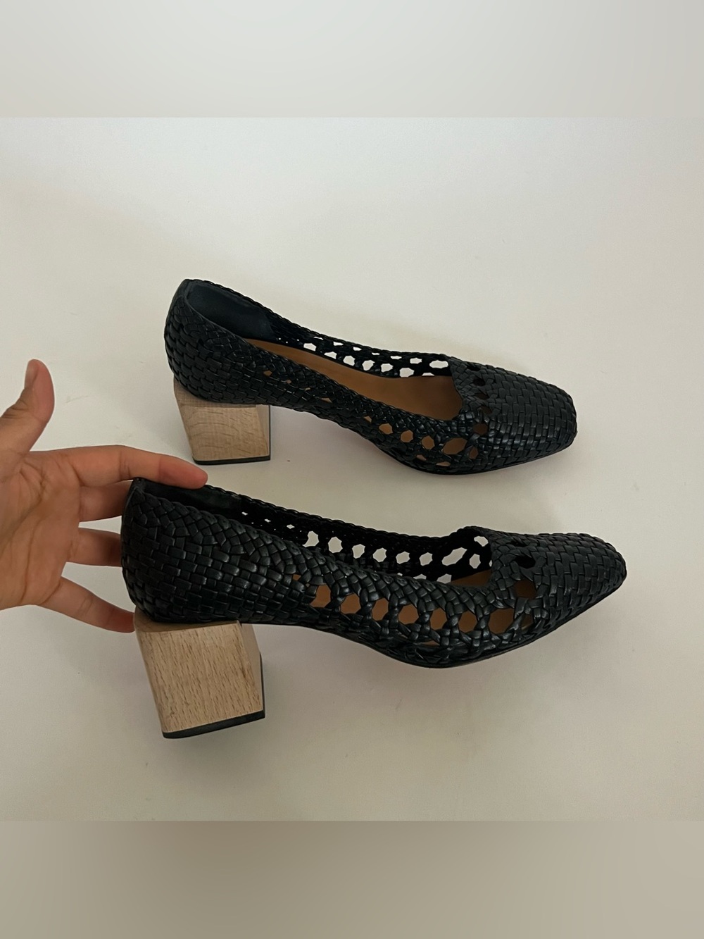 Black Woven block heel by LOQ